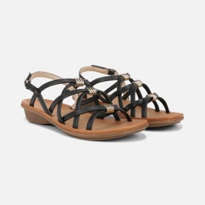 Naturalizer Women's SOUL Sierra Strappy Flat Sandals Black RU05-4685J7