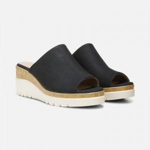 Naturalizer Women's Soul Goodtimes Mule Wedge Sandals Black KU01-3041G1