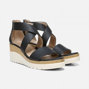 Naturalizer Women's Soul Goodtimes Wedge Sandals Black XM27-3927V5