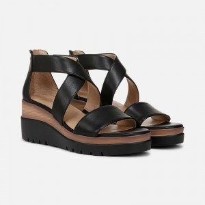 Naturalizer Women's Soul Goodtimes Wedge Sandals Black CB25-9075F5