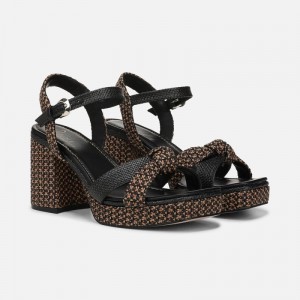 Naturalizer Women's 27 EDIT Peyton Platform Heeled Sandals Black / Brown GF62-1622Q5