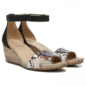 Naturalizer Women's Areda Wedge Sandals Black / Snake EJ06-7296Q7