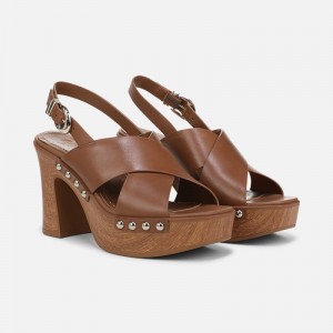 Naturalizer Women's 27 EDIT Kirsten Platform Slingbacks Brown WE63-3743B6