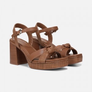 Naturalizer Women's 27 EDIT Peyton Platform Heeled Sandals Brown QY53-8423N0