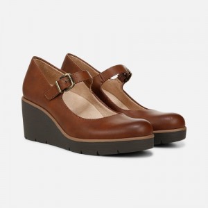 Naturalizer Women's SOUL Adore Wedge Mary Janes Brown SX60-7900P4