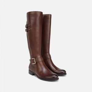 Naturalizer Women's Jessie Wide Calf Knee High Boots Chocolate KC56-4766L8