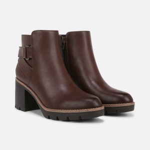 Naturalizer Women's Madalynn Strap Booties Chocolate ZN47-9787O1