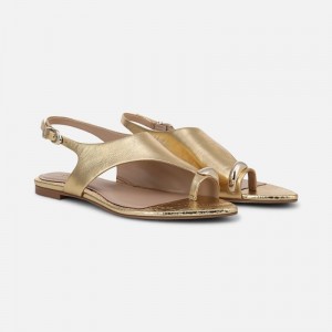 Naturalizer Women's 27 EDIT Via Flat Sandals Dark Gold UR69-3089W4