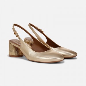 Naturalizer Women's Lane Block Heel Slingback Pumps Dark Gold PR70-9300B5