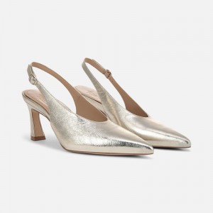 Naturalizer Women's 27 EDIT Elaine Pointed Toe Slingback Dress Shoes Gold ST33-5603J4