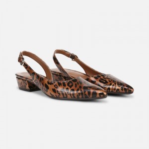 Naturalizer Women's Banks Pointed Toe Flat Slingbacks Leopard GG38-4278I1