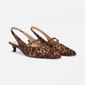 Naturalizer Women's Grayson Kitten Heel Mary Jane Slingbacks Leopard ZD76-6396Q7