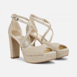 Naturalizer Women's Melody Heeled Dress Sandals Light Brown Metallic XK25-3965G7