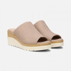 Naturalizer Women's Soul Goodtimes Mule Wedge Sandals Light Grey Brown RF29-8799Y0