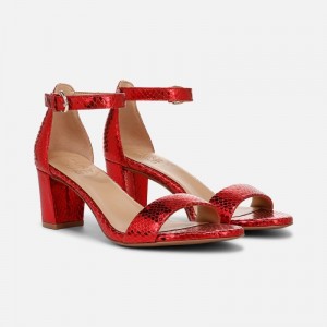 Naturalizer Women's Limited Edition Vera Heeled Dress Sandals Red Metallic / Snake XY41-8591W4