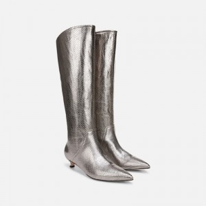 Naturalizer Women's 27 Edit Nikita Knee High Boots Silver VY24-4654V4