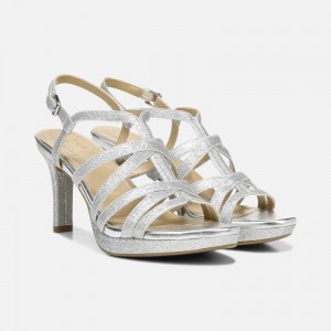 Naturalizer Women's Baylor Heeled Dress Sandals Silver GE92-2072T2