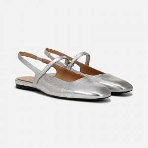 Naturalizer Women's Connie Mary Jane Flat Slingbacks Silver XK99-3809V9