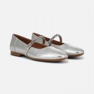 Naturalizer Women's Kelly Chain Flat Mary Janes Silver QJ25-8675I9