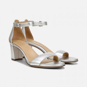Naturalizer Women's Vera Heeled Dress Sandals Silver OT50-9530L6