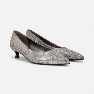 Naturalizer Women's Natalia Kitten Heels Silver / Snake XE51-8391P9