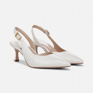 Naturalizer Women's 27 EDIT Felicia 4 Slingback Heeled Dress Shoes White GU69-7929P4