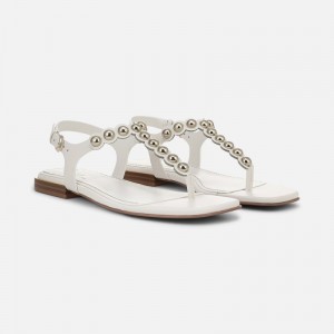 Naturalizer Women's 27 EDIT Nara Flat Sandals White WB02-3012W7