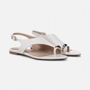 Naturalizer Women's 27 EDIT Via Flat Sandals White MS87-7997J8