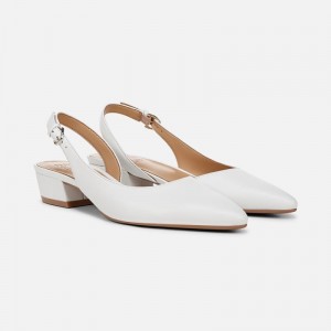 Naturalizer Women's Banks Pointed Toe Flat Slingbacks White QT65-2245N2