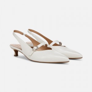 Naturalizer Women's Grayson Kitten Heel Mary Jane Slingbacks White UB74-5084S7