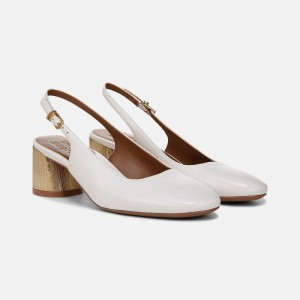Naturalizer Women's Lane Block Heel Slingback Pumps White AI58-7148I6